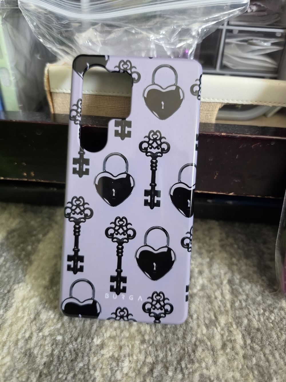 Lavender Heart & Key Pattern Phone Case - Slim Protective Cover